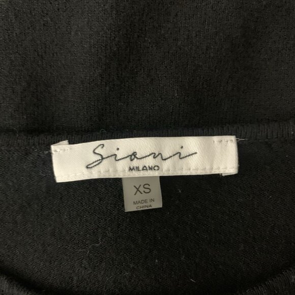 Siani Milano Top XS Black Knit Short Sleeve‎ Puff Sleeve Minimal Chic - Picture 5 of 6